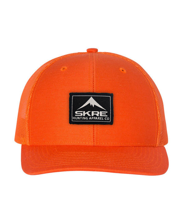 Square Black Patch Hat - Blaze Orange