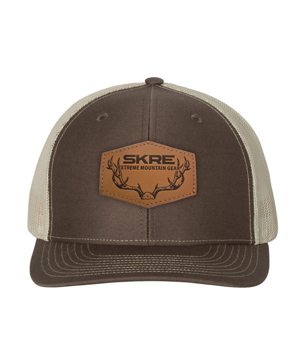 Trucker Leather Deer Patch Hat - Brown