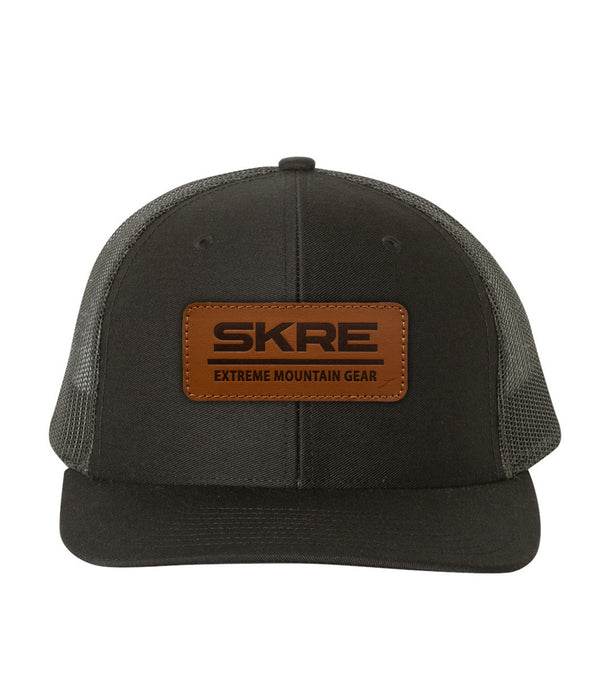 Leather Skre Patch Hat - Black