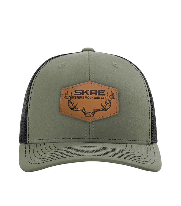 Leather Deer Patch Hat - Loden