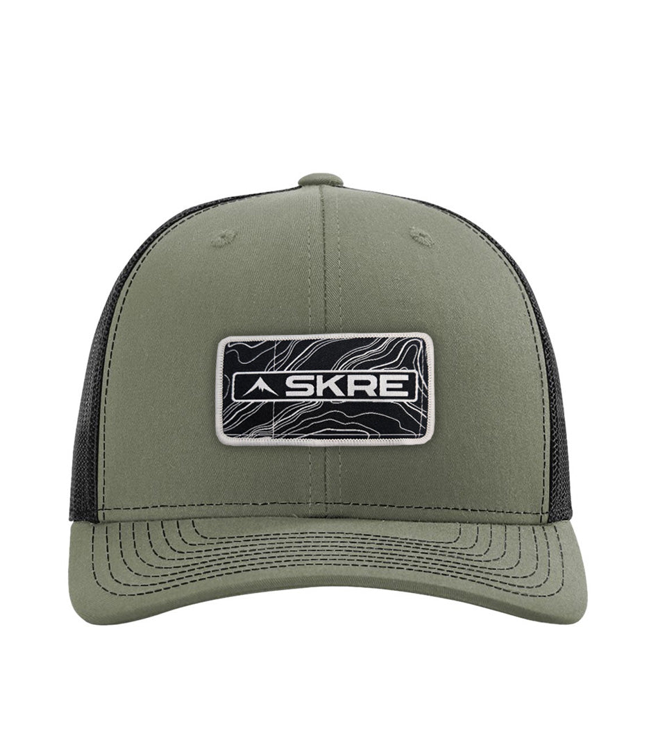 Trucker Black Topo Patch Hat - Loden | Skre Gear