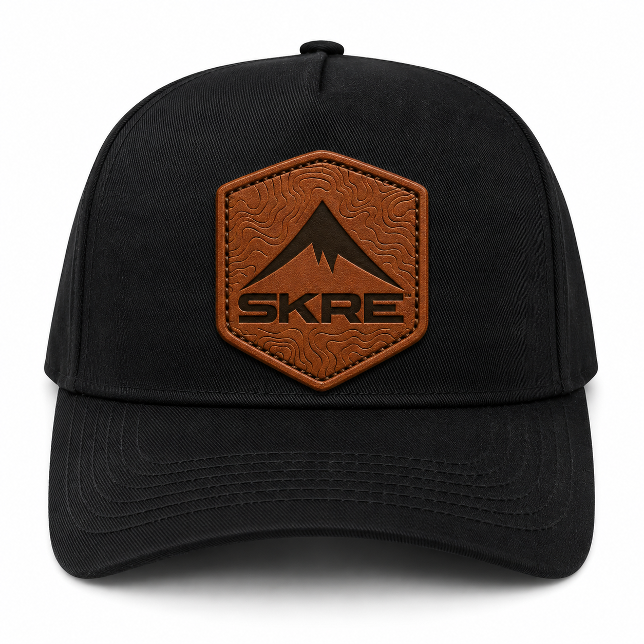 Topo Leather Emblem patch hat black