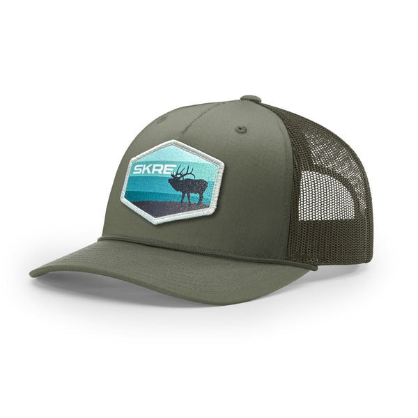 Skre Blue Elk Patch Trucker Hat with Rope