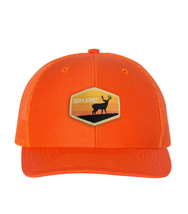 Mule Deer Sunset Patch Hat - Blaze Orange