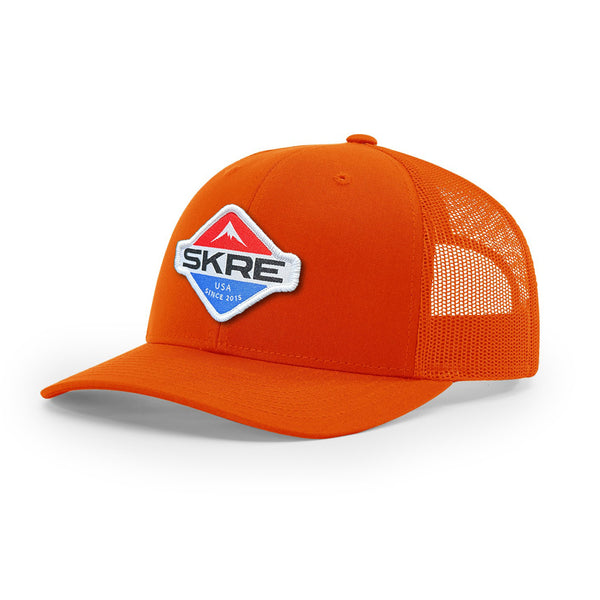 Skre Blaze Orange Hat (6 Patch Options)