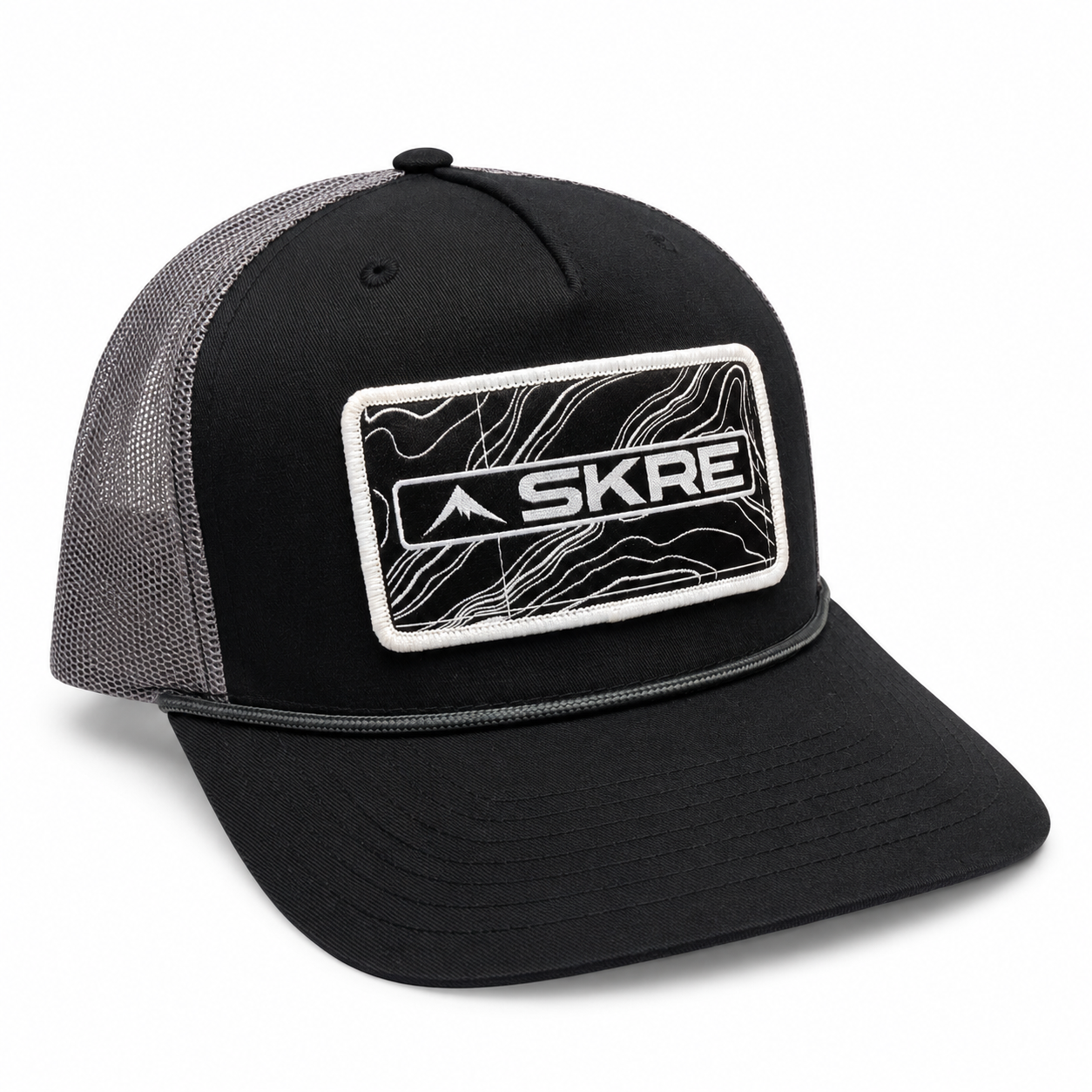 Black Topo rope patch Hat - Black